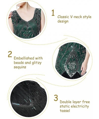 Women's 1920s Flapper Dress Sequins Art Deco Fringed Sleeveless Gatsby Dress Green $18.45 Dresses