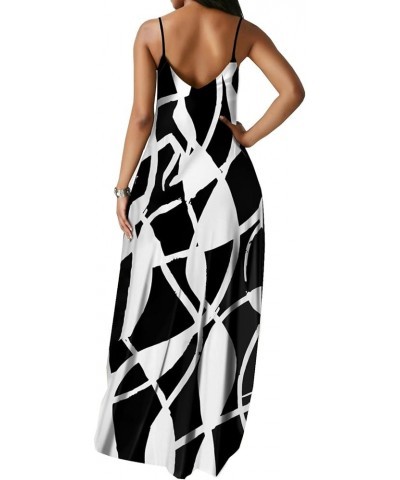 Women's Sexy Maxi Long Dresses Casual Spaghetti Strap Floor Length Plus Size Long Sundress with Pockets White Black $14.69 Dr...