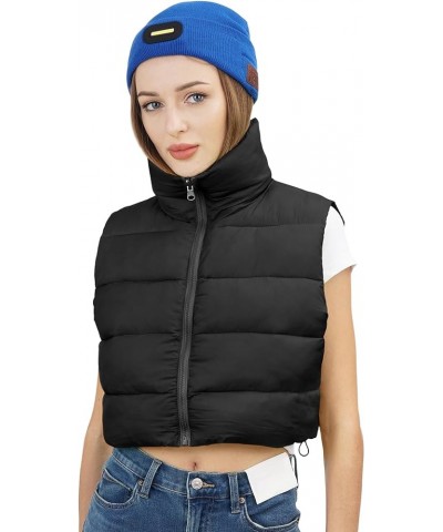 Women's Winter Cropped Puffer Vest Lightweight Sleeveless Cute Outerwear Puffer Vest Black Vest $11.39 Jackets