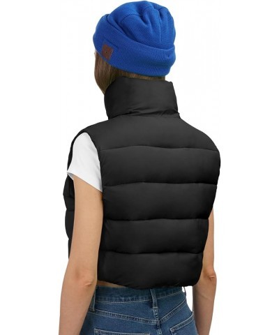 Women's Winter Cropped Puffer Vest Lightweight Sleeveless Cute Outerwear Puffer Vest Black Vest $11.39 Jackets