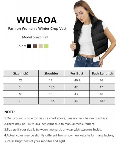 Women's Winter Cropped Puffer Vest Lightweight Sleeveless Cute Outerwear Puffer Vest Black Vest $11.39 Jackets