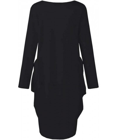 Women Black Girl Magic Long Sleeve Casual Tunic Dress with Pocket Black $12.42 Dresses