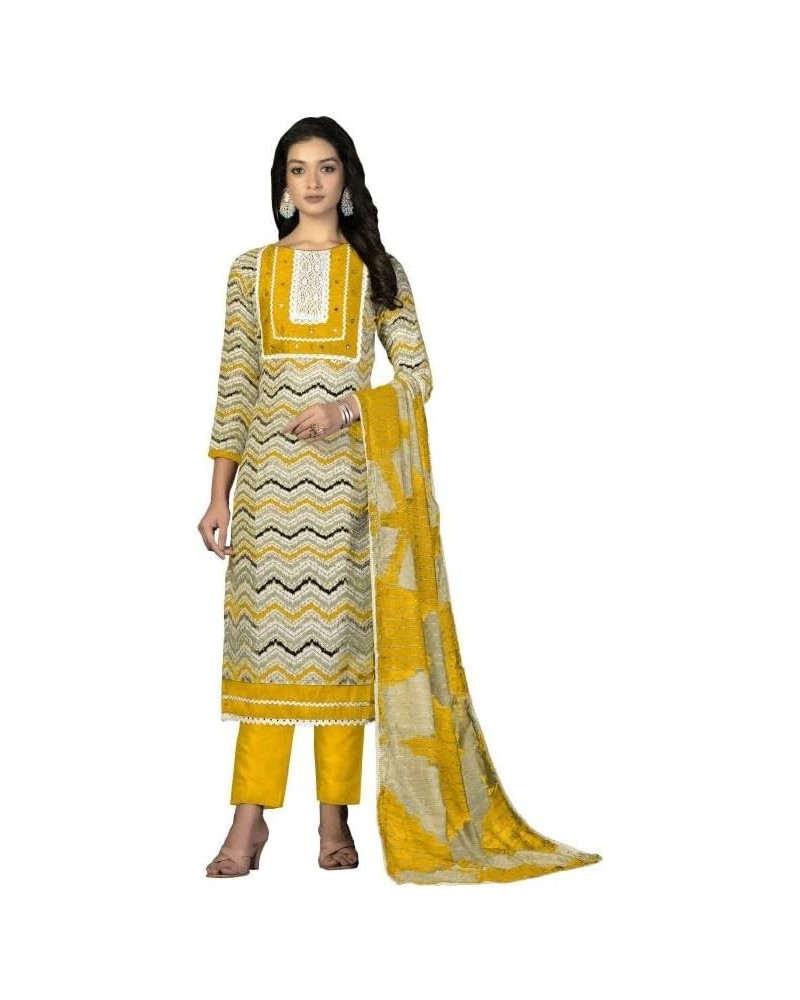 Striwaa Ready to Wear Indian Women Cotton Fabric Churidar Designer Salwar Suit for Women with Matching Dupatta Yellow8 $29.70...