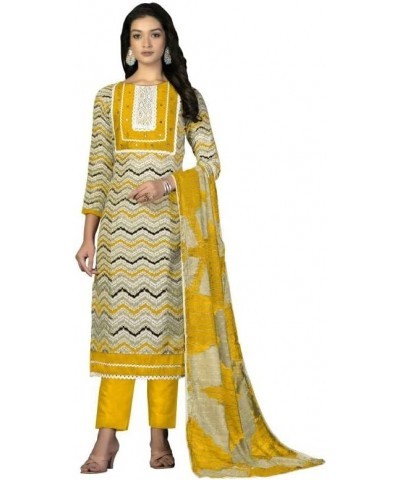 Striwaa Ready to Wear Indian Women Cotton Fabric Churidar Designer Salwar Suit for Women with Matching Dupatta Yellow8 $29.70...