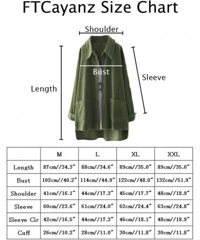 Women's Corduroy Shirt Jacket Casual Long Sleeve Coat Button Down Outerwear Tops Army Green $18.80 Blouses