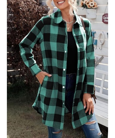 Color Block Plaid Shacket Jacket Womens Fall Fashion 2023 Outfits Long Sleeve Button Down Flannel Shirts Coats B1 New Green $...