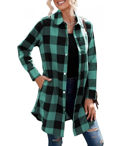 Color Block Plaid Shacket Jacket Womens Fall Fashion 2023 Outfits Long Sleeve Button Down Flannel Shirts Coats B1 New Green $...