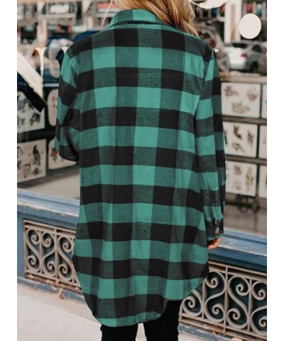 Color Block Plaid Shacket Jacket Womens Fall Fashion 2023 Outfits Long Sleeve Button Down Flannel Shirts Coats B1 New Green $...