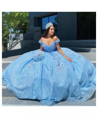 Gorgeous 3D Floral Quinceanera Dresses Puffy Tulle Ball Gowns for Women Off Shoulder Long Prom Dress FFtu09 Dusty Purple $55....