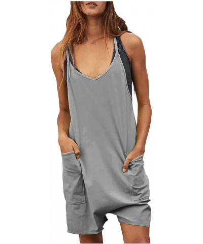 Short Overalls for Women Scoop Neck Sleeveless Loose Comfy Rompers with Pockets Summer Casual Jumpsuits 2023 12 Gray $5.21 Ro...