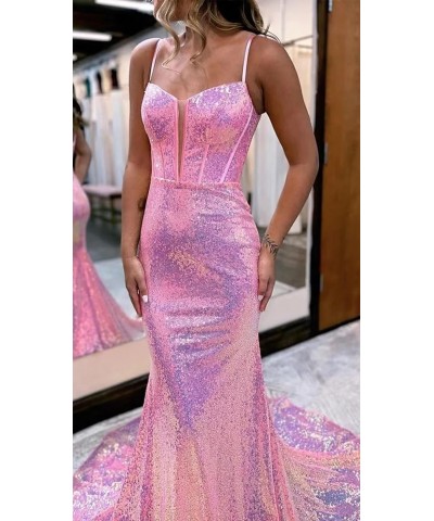 Sparkly Sequin Mermaid Prom Dress Spaghetti Straps Formal Evening Dresses Long Blue $33.60 Dresses