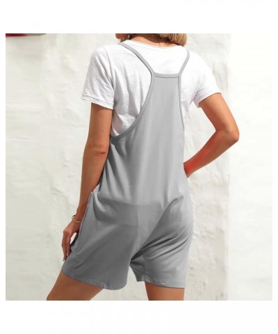 Short Overalls for Women Scoop Neck Sleeveless Loose Comfy Rompers with Pockets Summer Casual Jumpsuits 2023 12 Gray $5.21 Ro...