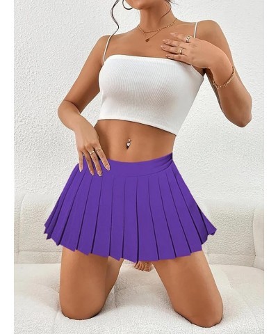 Women's Pleated Skirt Sexy Mini Skirt for Women Lingerie Skirt Elastic Waist Y2K Short Skirts Purple $9.60 Others