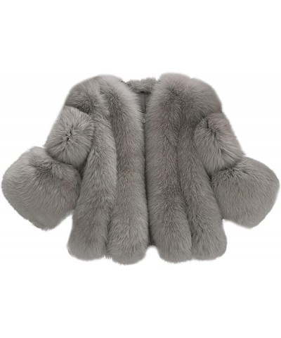 Faux Fur Coat Women Hooded Warm Overcoat Winter Thick Jackets Pockets 01-gray $17.83 Coats