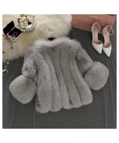 Faux Fur Coat Women Hooded Warm Overcoat Winter Thick Jackets Pockets 01-gray $17.83 Coats