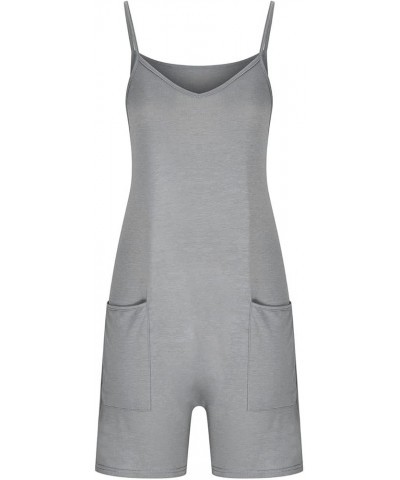 Short Overalls for Women Scoop Neck Sleeveless Loose Comfy Rompers with Pockets Summer Casual Jumpsuits 2023 12 Gray $5.21 Ro...