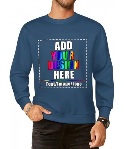 Custom Sweatshirt 100% Cotton Personalized Crewneck Sweatshirts for Women Men Gift Dark Blue $11.13 Activewear