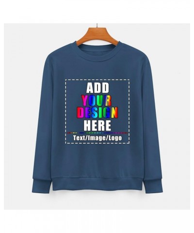 Custom Sweatshirt 100% Cotton Personalized Crewneck Sweatshirts for Women Men Gift Dark Blue $11.13 Activewear