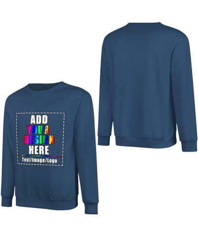 Custom Sweatshirt 100% Cotton Personalized Crewneck Sweatshirts for Women Men Gift Dark Blue $11.13 Activewear