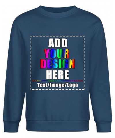 Custom Sweatshirt 100% Cotton Personalized Crewneck Sweatshirts for Women Men Gift Dark Blue $11.13 Activewear