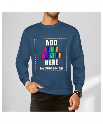 Custom Sweatshirt 100% Cotton Personalized Crewneck Sweatshirts for Women Men Gift Dark Blue $11.13 Activewear