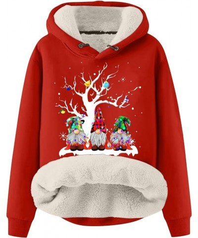 Christmas Women Fleece Hoodie Loose Fit Warm Sherpa Lined Hooded Sweatshirts Santa Claus Trendy Winter Clothes 4-red $11.67 H...