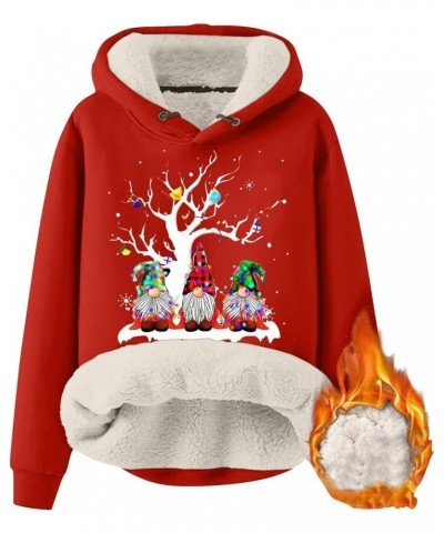 Christmas Women Fleece Hoodie Loose Fit Warm Sherpa Lined Hooded Sweatshirts Santa Claus Trendy Winter Clothes 4-red $11.67 H...