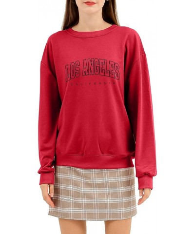 Los Angeles Sweatshirt California Hoodie for Women Oversized Aesthetic Sweatshirts Crewneck Long Sleeve Pullover Top Red $10....