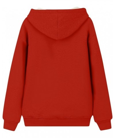 Christmas Women Fleece Hoodie Loose Fit Warm Sherpa Lined Hooded Sweatshirts Santa Claus Trendy Winter Clothes 4-red $11.67 H...