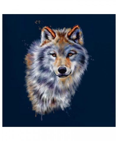 Wolf Oil Painting Animal Lover Unisex Crewneck Graphic Sweatshirt Navy $22.71 Hoodies & Sweatshirts