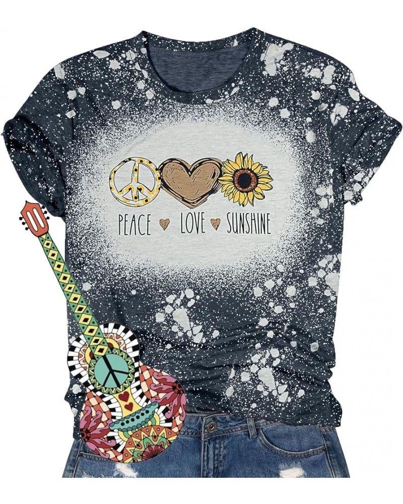 Peace Love 60s 70s Shirt Women Sunflower Graphic Shirt Hippie Lover Gifts T-Shirt Groovy Short Sleeve Tees Tops Grey0 $10.78 ...