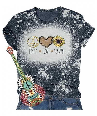 Peace Love 60s 70s Shirt Women Sunflower Graphic Shirt Hippie Lover Gifts T-Shirt Groovy Short Sleeve Tees Tops Grey0 $10.78 ...