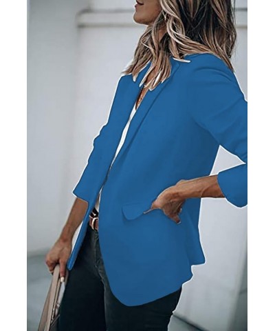 Womens Casual Blazers Lightweight 2024 Spring Open Front Long Sleeve Work Office Jackets Blazer with Pockets Blue $7.94 Blazers