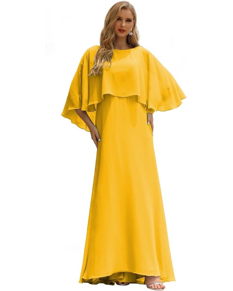 Bat Top Mother of The Bride Dress A Line Chiffon Formal Party Evening Gown Prom Dress Mustard Yellow $41.28 Dresses