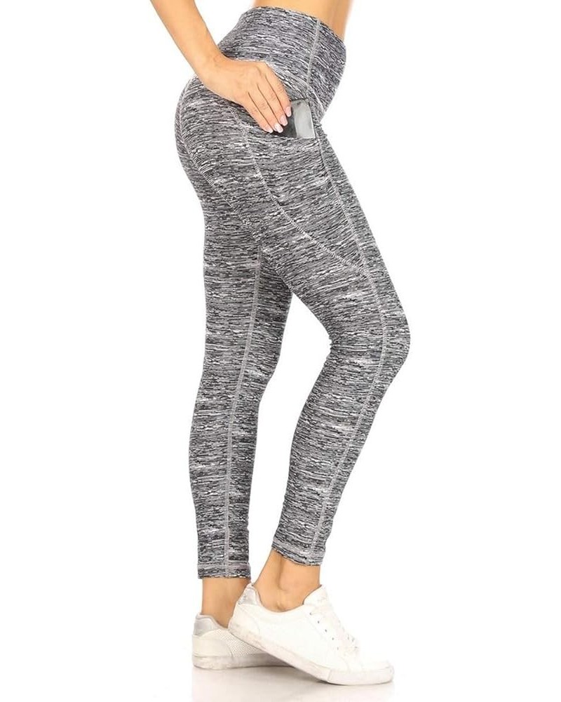 Women's High Waisted Reflective Yoga Pants with Pockets Athletic Leggings Space Dye Grey $11.39 Activewear