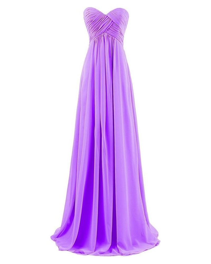 Sweetheart Pleats Long A Line Corset Formal Women Prom Bridesmaid Dresses Light Purple $44.60 Dresses