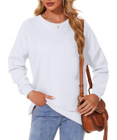 Women's Long Sleeve Sweatshirts Side Split Loose Casual Pullover Tunic Tops White $13.34 Hoodies & Sweatshirts