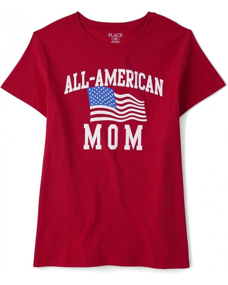 Women's Short Sleeve Graphic T-Shirt All American Mom $7.58 T-Shirts