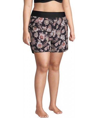 Women's 5" Quick Dry Elastic Waist Board Shorts Swim Cover-up Shorts with Panty Black Etched Jacobean $21.83 Swimsuits