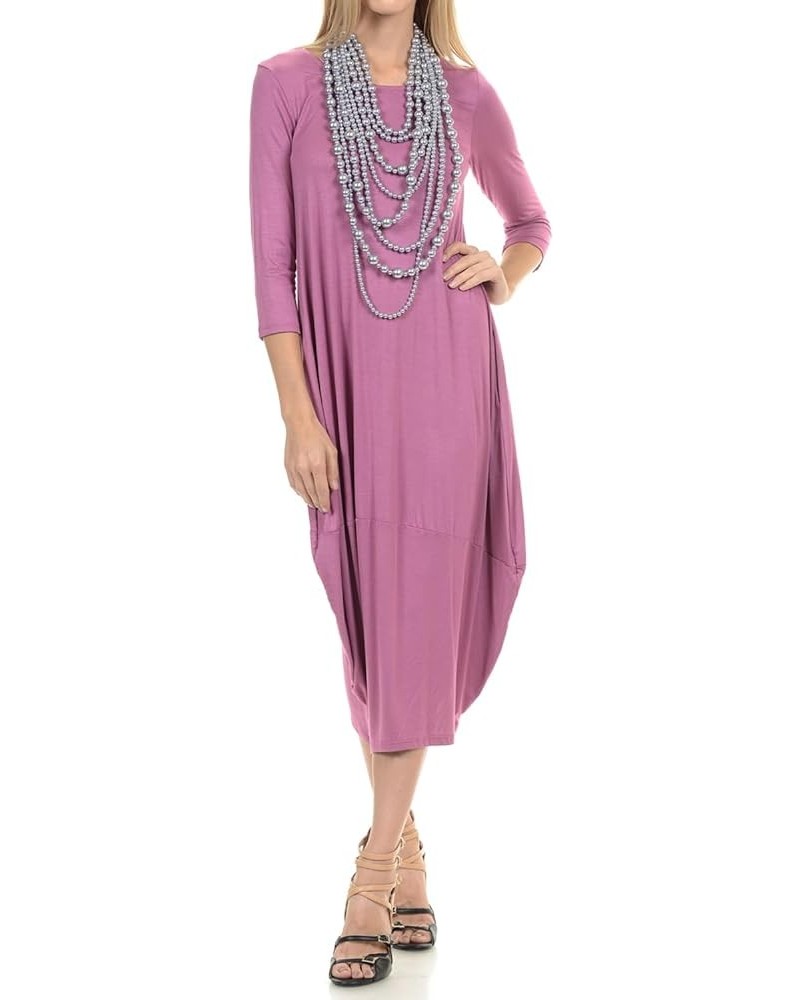 Women's Cocoon Midi Dress with Pocket Mauve $19.94 Dresses