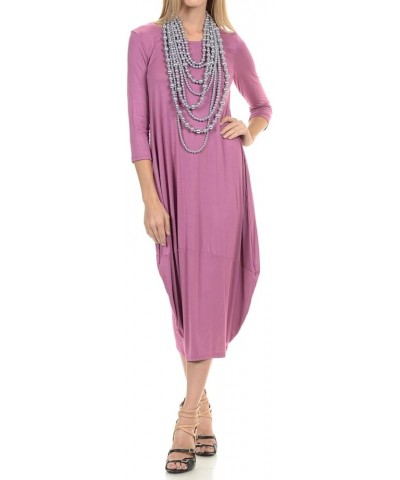 Women's Cocoon Midi Dress with Pocket Mauve $19.94 Dresses