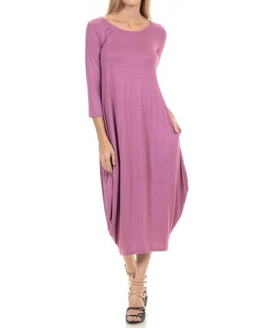 Women's Cocoon Midi Dress with Pocket Mauve $19.94 Dresses