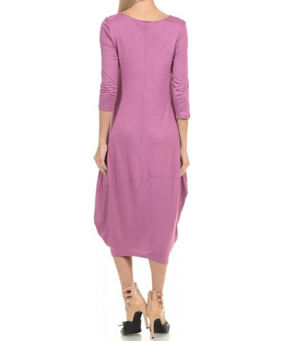 Women's Cocoon Midi Dress with Pocket Mauve $19.94 Dresses