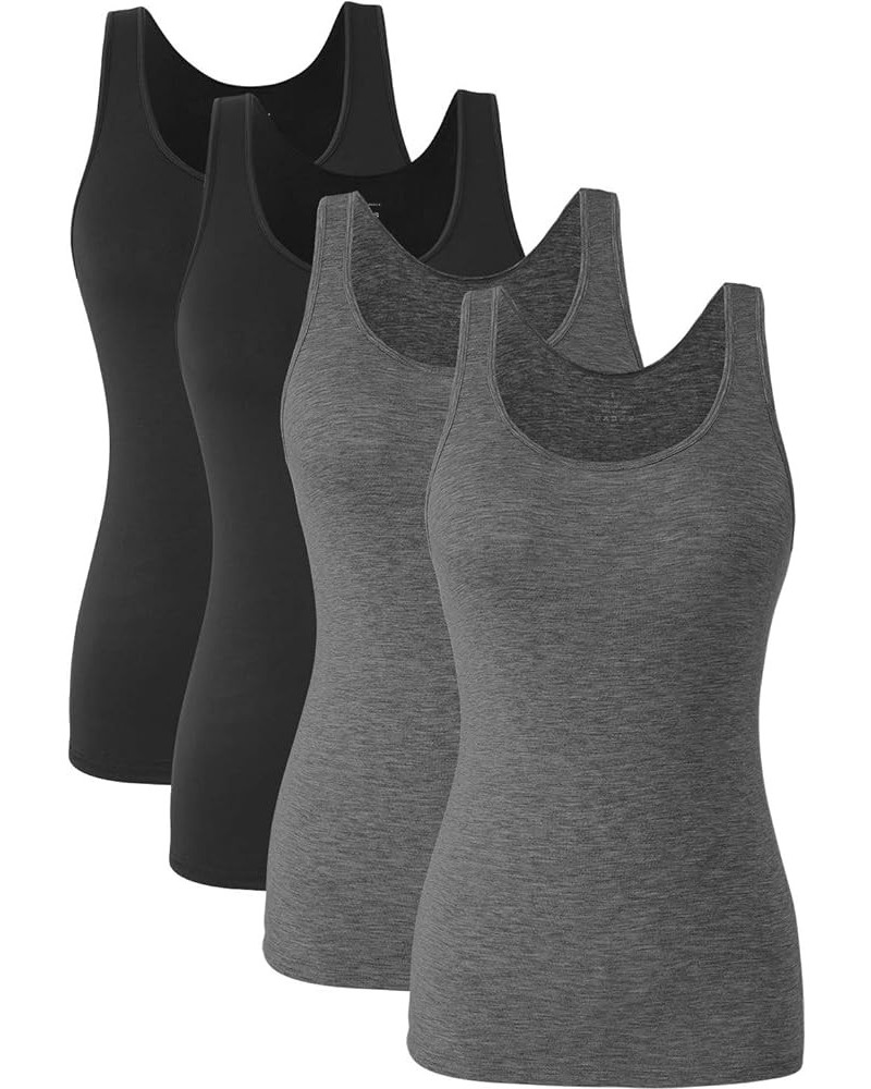 Basic Tank Tops for Women Undershirts Tanks Top Lightweight Camis Tank Tops 4-Pack A-black/Black/Gray/Gray $18.55 Tanks