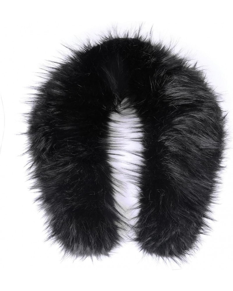 Faux Fur Trim for Hood Replacement Detachable Fur Hood Trim of Winter Coat Unisex Collar-black $10.75 Coats