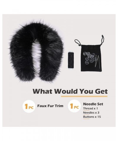 Faux Fur Trim for Hood Replacement Detachable Fur Hood Trim of Winter Coat Unisex Collar-black $10.75 Coats