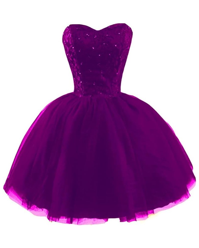 Women's Short Little Black Homecoming Prom Lace Cocktail Party Dresses Purple $47.52 Dresses