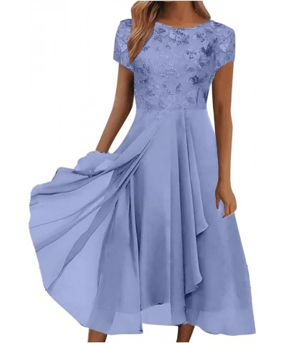 Fashion Women Casual Mid Length Dress Boho Butterfly Sleeve Chiffon Long Dress Dresses for Women Summer Dresses 02-blue $15.6...