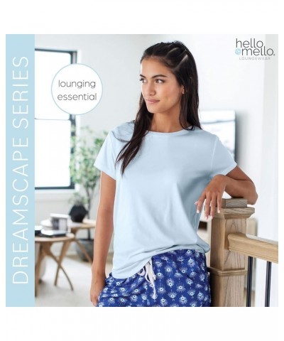 Women’s Sleep and Lounge Pajamas Top Short Sleeve Crewneck Lightweight Dream Tee Shirt Sky Blue $15.08 Tops