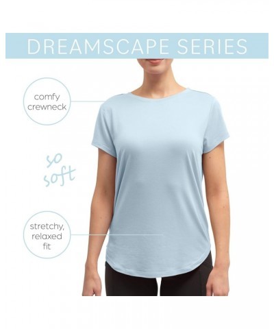 Women’s Sleep and Lounge Pajamas Top Short Sleeve Crewneck Lightweight Dream Tee Shirt Sky Blue $15.08 Tops